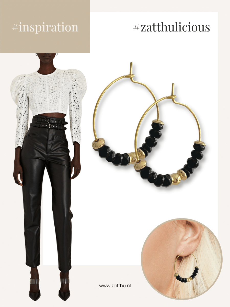 Imoa oorringen met zwarte kraaltjes