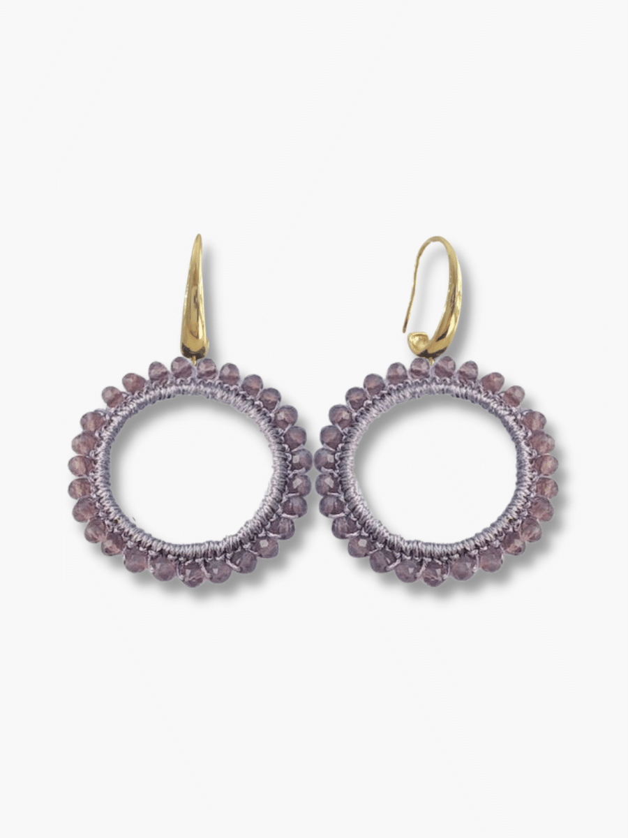 Inci oorbellen met paarse kraaltjes