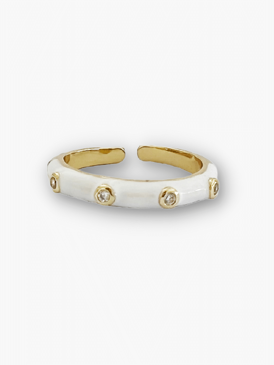 Inwe ring wit met steentjes