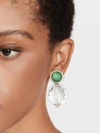 Isis oorbellen met kristal en groene steen