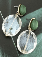 Isis oorbellen met kristal en groene steen