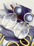 Iska oorbellen met kristal en blauwe steen