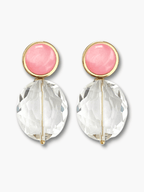 Iske oorbellen met kristal en roze steen