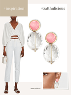 Iske oorbellen met kristal en roze steen