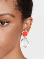 Isla oorbellen met kristal en koraaloranje steen