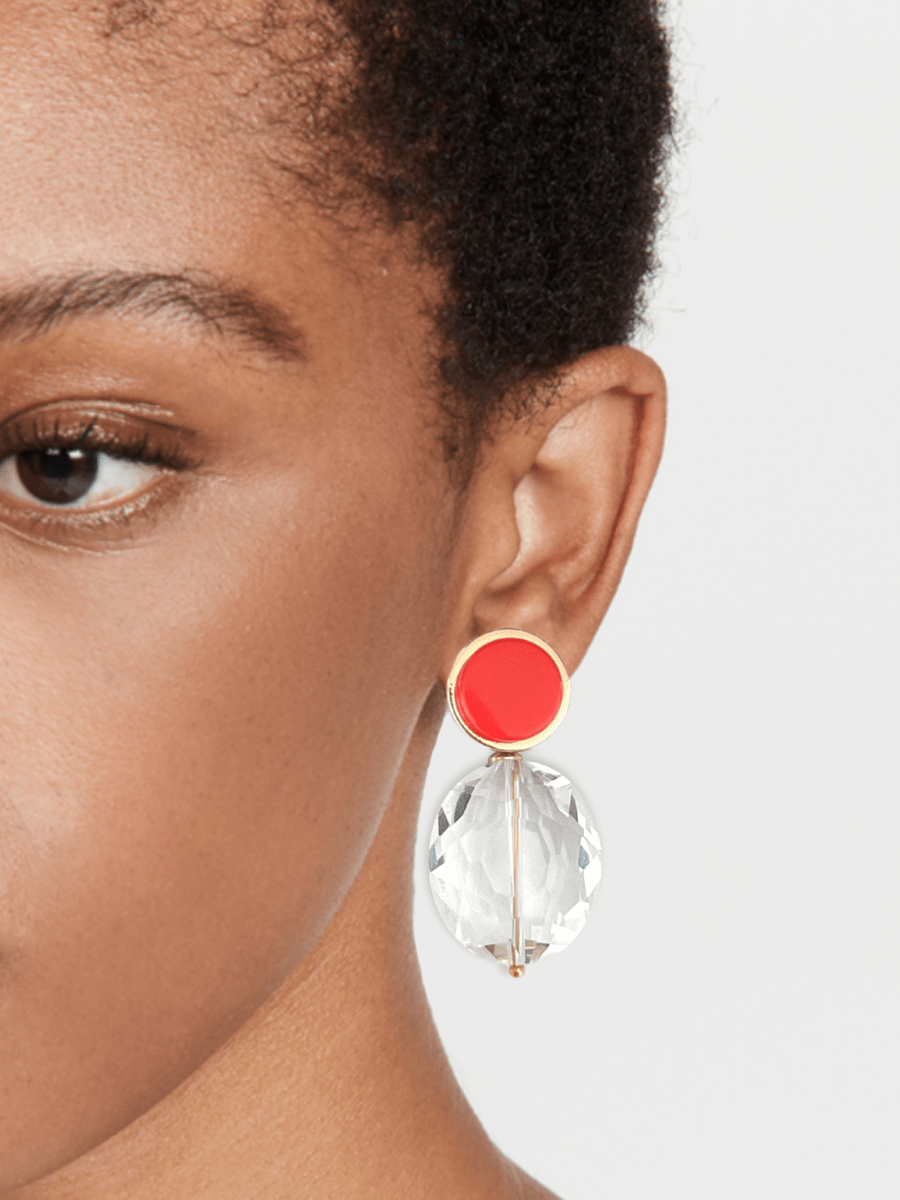 Isla oorbellen met kristal en koraaloranje steen