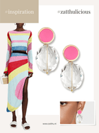 Isle oorbellen met kristal en felroze steen