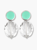 Isma oorbellen met kristal en turquoisegroene steen