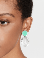 Isma oorbellen met kristal en turquoisegroene steen