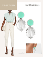 Isma oorbellen met kristal en turquoisegroene steen