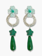 Issa groene statement oorbellen met druppel