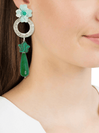 Issa groene statement oorbellen met druppel