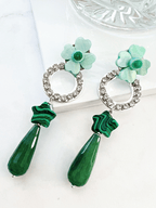 Issa groene statement oorbellen met druppel