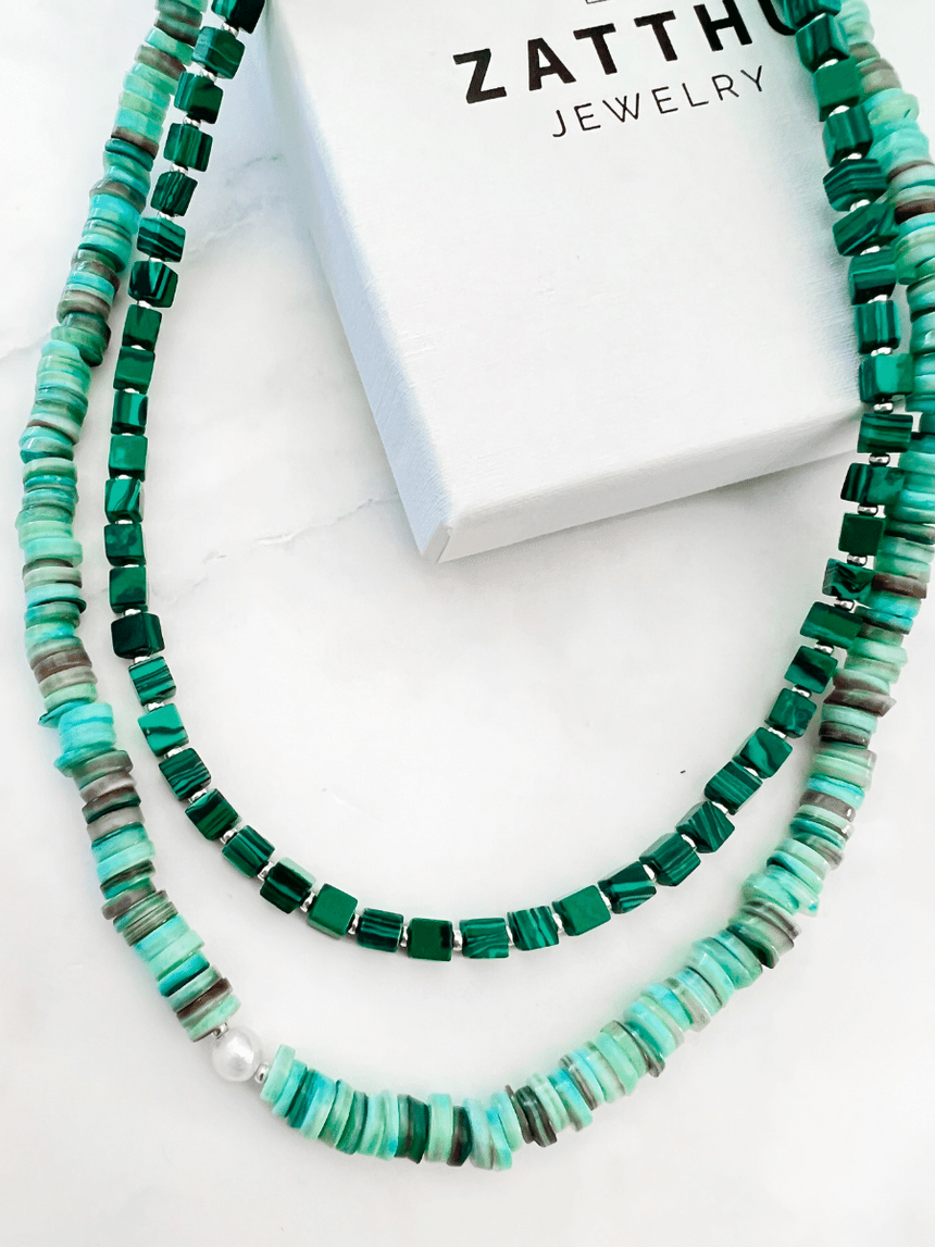 Itse turquoise kralenketting van schelp