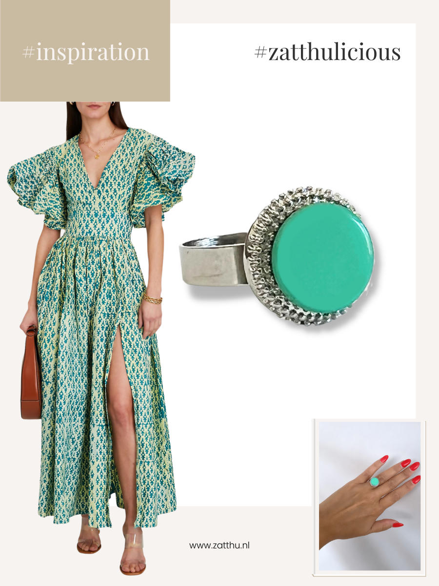 Ivah ring met mintkleurige steen