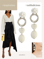 Ivey witte statement oorbellen met bloem