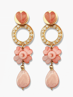 Ixel roze statement oorbellen met bloem