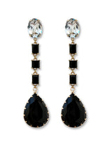 Joek long statement earrings black crystal