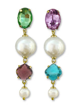 Joka multicolor earrings crystal and pearl